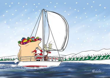 Funny7 - Santa Sailing Branded Christmas Card